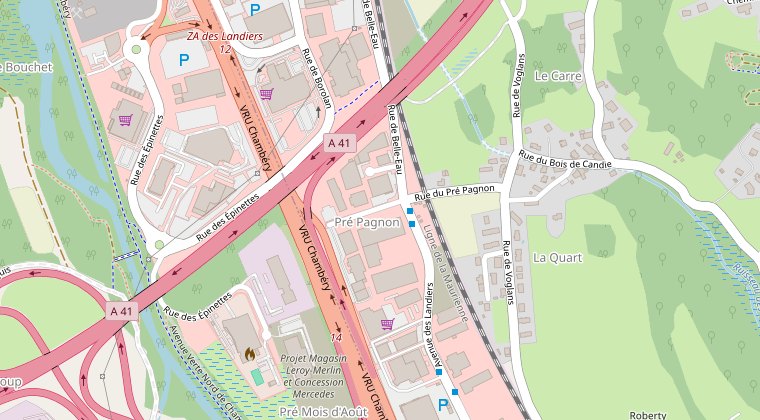 Plan du quartier du Pré Pagnon, à Chambéry, où se trouve notre bureau